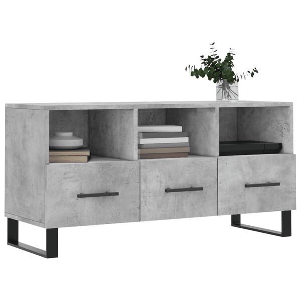 vidaXL TV Cabinet Concrete Grey Engineered Wood, Iron Standard