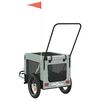 vidaXL Pet Bike Trailer Grey and Black Oxford Fabric, Iron, PVC Medium