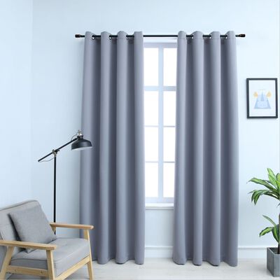 vidaXL Blackout Curtains with Rings 2 pcs Gray 54"x95" Fabric