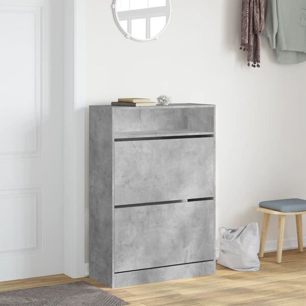 vidaXL Shoe Cabinet Concrete grey Engineered wood 31.5 x 13.4 x 45.7 in