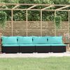 vidaXL 4-seater Sofa Black PE rattan, powder-coated steel, polyester