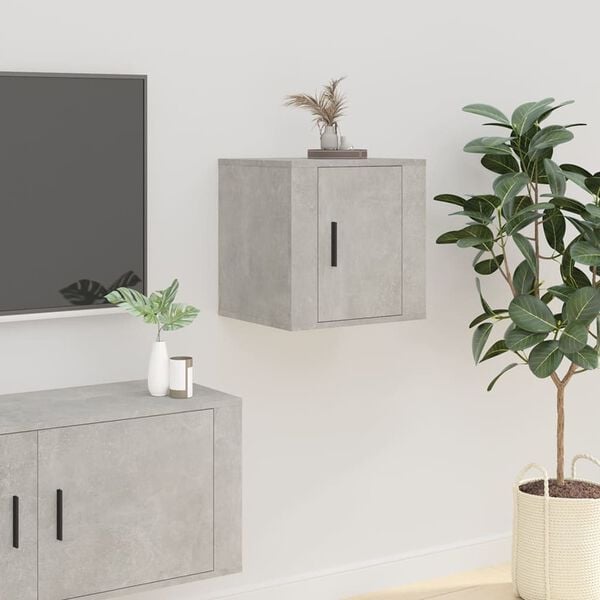vidaXL Wall Mounted TV Cabinet Set of 2 Concrete grey Engineered wood