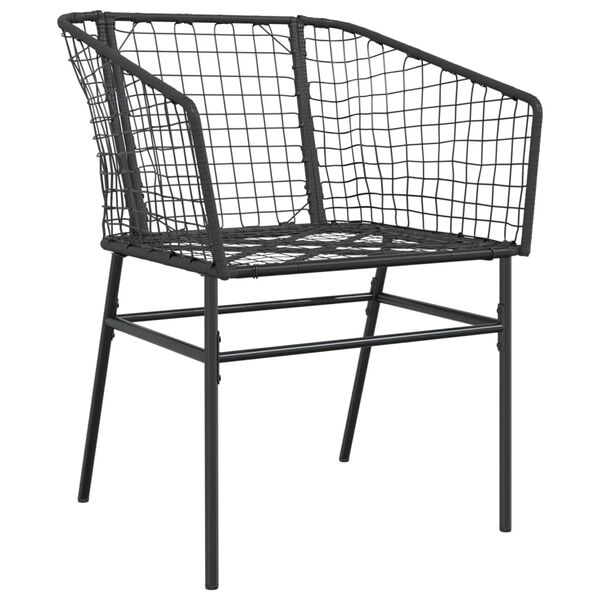 vidaXL Garden Chair Black PE Rattan, Powder-Coated Steel Durable
