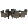 vidaXL Garden Dining Set with Cushion 7 pcs Grey Poly Rattan