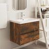 vidaXL Sink Cabinet Smoked Oak 23.6"x15.2"x17.7" Engineered Wood