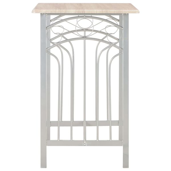 vidaXL Bar Set Oak and Gray Wood and Steel Footrest Bar Set