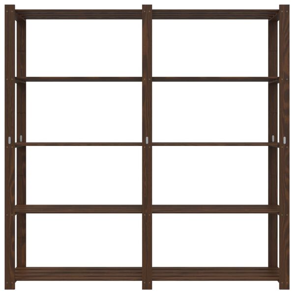 vidaXL 5-Tier Storage Rack Brown 66.9x15.0x66.9" Solid Wood Pine