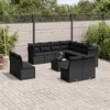 vidaXL Garden Sofa Set Black PE rattan, powder-coated steel, tempered glass
