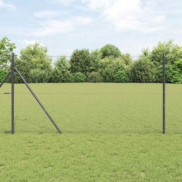 vidaXL Fence with Posts Gray 39.4" x 393.7" PVC-coated steel