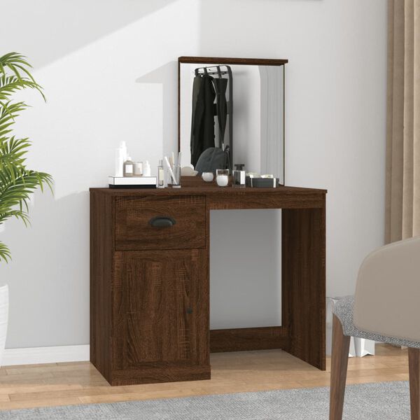 vidaXL Dressing Table Brown Oak Engineered Wood, Acrylic Dressing Table