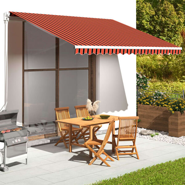 vidaXL Replacement Awning Fabric Orange and brown Polyester with PU coating