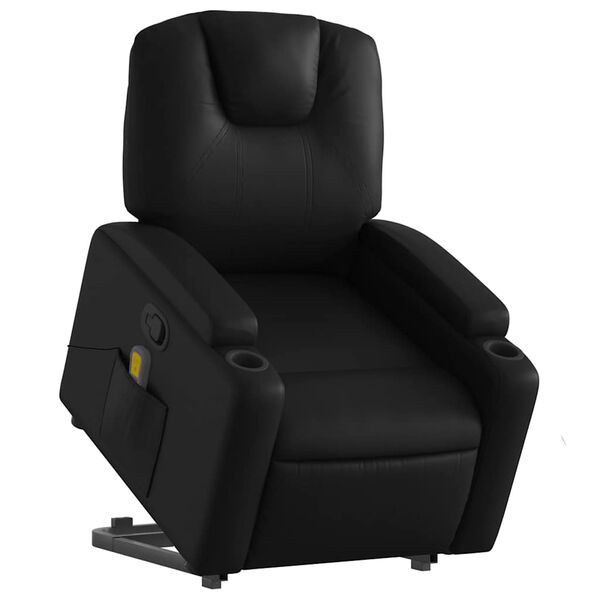 vidaXL Stand Up Massage Recliner Chair Black Faux leather, metal, plywood