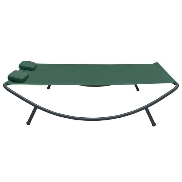 vidaXL Lounge Bed Green Oxford fabric, steel Double Removable Covers