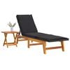 vidaXL Sun Lounger Black and Brown PE rattan, solid acacia wood, steel