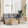 vidaXL Garden Sofa Set Beige Poly Rattan 5 Piece UV-Resistant Materials