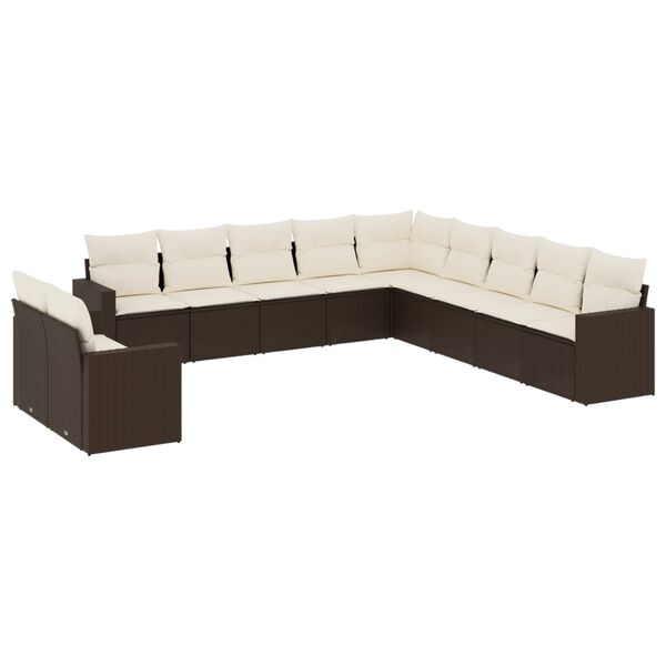 vidaXL Garden Sofa Set Brown, Cream White
