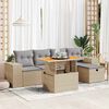 vidaXL Garden Sofa Set Beige Poly Rattan Large Adjustable Feet