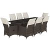 vidaXL 9 Piece Patio Bistro Set with Cushions Brown Poly Rattan