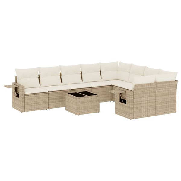 vidaXL Garden Sofa Set Beige PE Rattan Adjustable Feet Garden Sofa Set