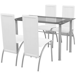 vidaXL Dining Table And Chairs White and Black