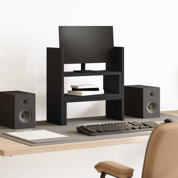 vidaXL Desk Organiser Adjustable Black 15.7x6.7x16.1" Engineered Wood