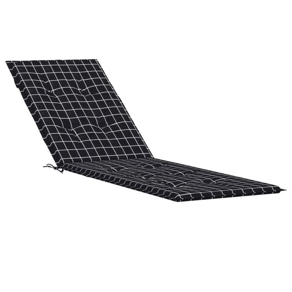 vidaXL Deck Chair Cushion Black Check Pattern Oxford Fabric