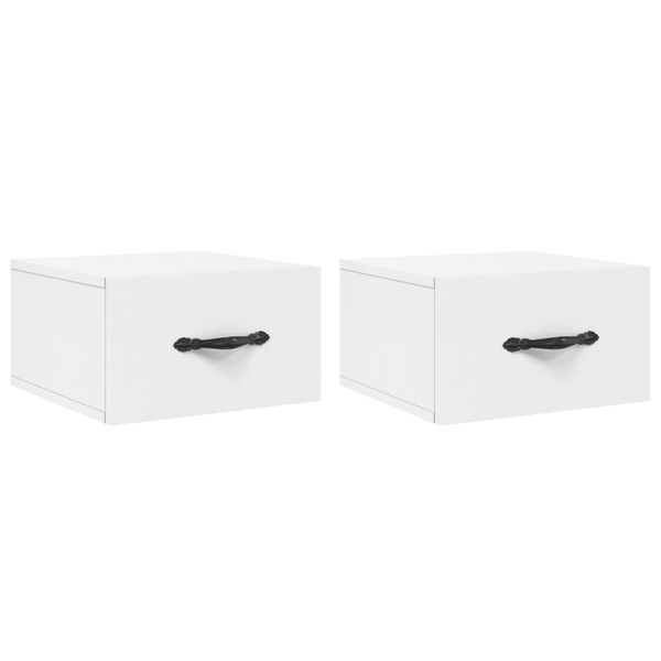 vidaXL Wall-mounted Bedside Cabinet Set of 2 White Engineered wood Small