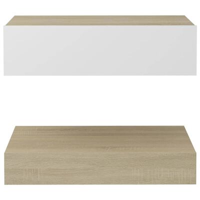 vidaXL Bedside Cabinets 2 pcs White and Sonoma Oak 23.6"x13.8" Engineered Wood