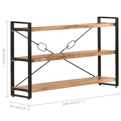 vidaXL 3-Tier Bookcase 55.1"x11.8"x31.5" Solid Acacia Wood