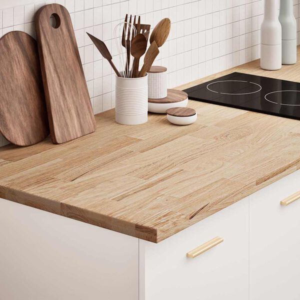 vidaXL Kitchen Worktop Oak Solid Oak Wood 118.1 x 25.0 x 1.6 in Durable
