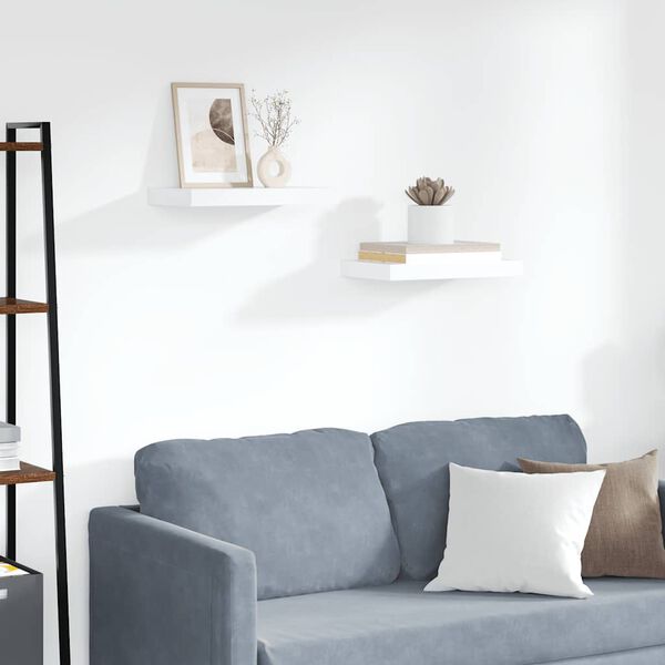 vidaXL Wall Shelf Set of 2 White Honeycomb MDF, Metal 15.7 x 9.1 in