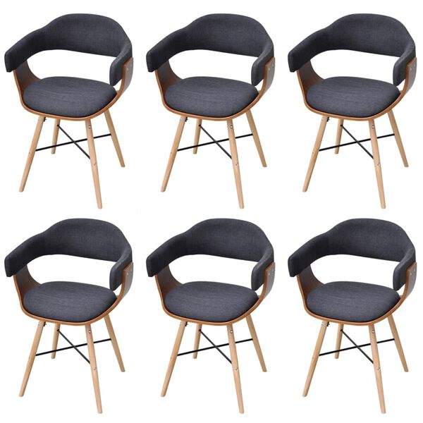 vidaXL Dining Chair Set of 6 Dark Grey