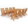 vidaXL Garden Dining Set Warm brown Teak wood Large Foldable