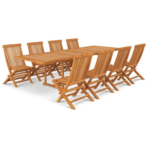 vidaXL Garden Dining Set Warm brown Teak wood Large Foldable