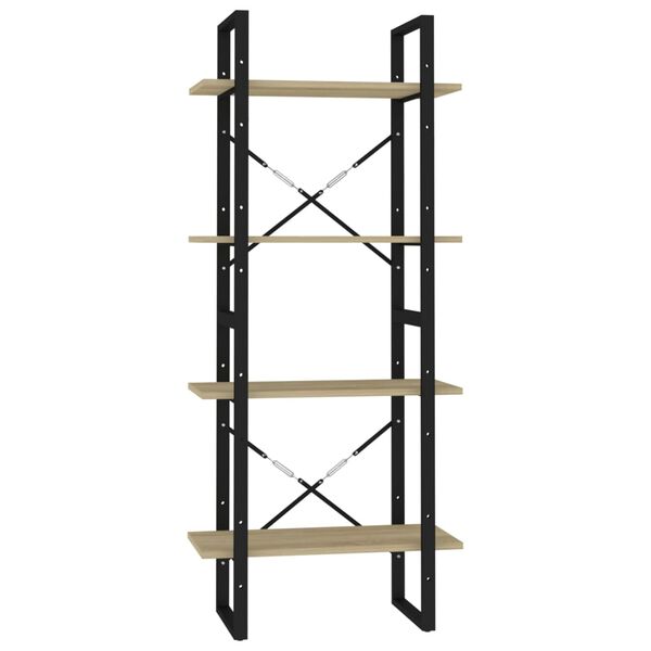 vidaXL Book Cabinet Sonoma Oak, Black Engineered wood, Metal Medium