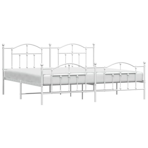 vidaXL Bed Frame White Powder-coated steel Double Bed Frame