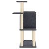 vidaXL Cat Tree Dark Grey Engineered Wood, Plush, Sisal 38.2 in Durable