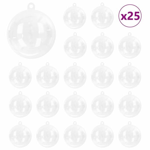 vidaXL Christmas Bauble Set 25 pcs Transparent Ø 3.94 in