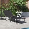 vidaXL Folding Sun Lounger Folding Black 56 x 189 x 87cm fabric