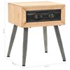 vidaXL Bedside Table Wood Brown, Black Solid Fir Wood, MDF, PU