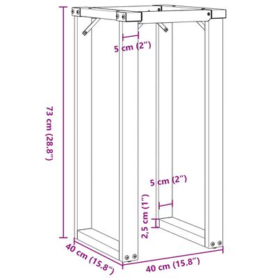 Assembly diagram with dimensions for a rectangular open-frame furniture piece (73 cm height, 40 cm base).
