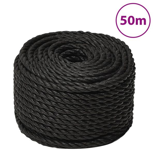 vidaXL Work Rope Black 0.63 " 164.0 ' Polypropylene