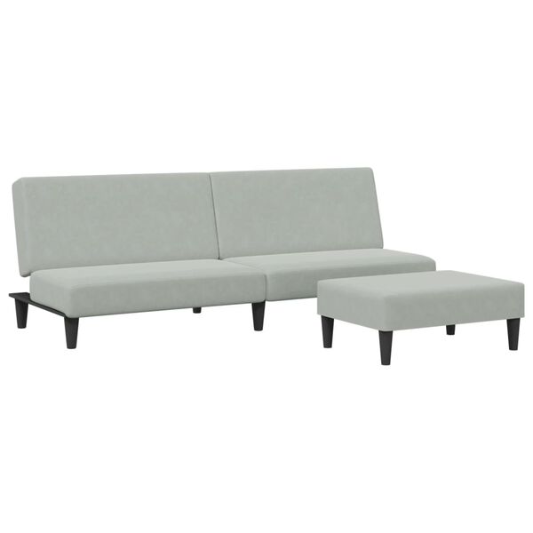 vidaXL Sofa Bed Light gray Velvet (100% polyester), wood, plastic 2-Seater