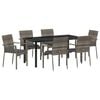 vidaXL Garden Dining Set with Cushion 7 pcs Grey Poly Rattan