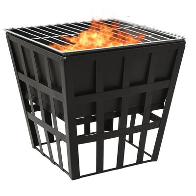 vidaXL 2-in-1 Fire Pit and BBQ 13.4"x13.4"x18.9" Steel