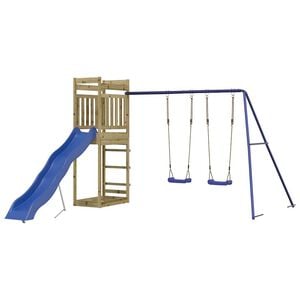 vidaXL Outdoor Playset Brown, Blue Vacuum pressure impregnated pinewood