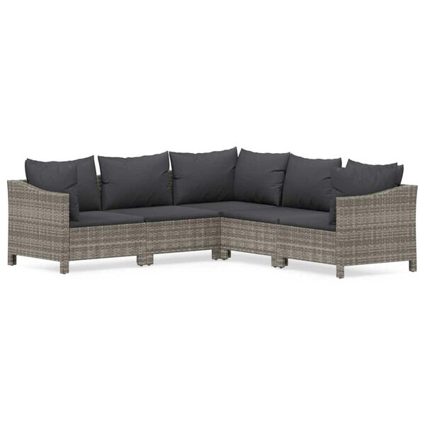 vidaXL Garden Lounge Set Grey PE rattan, powder-coated steel Large