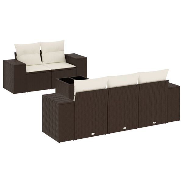 vidaXL Garden Sofa Set Brown PE rattan Medium Modular Garden Sofa Set