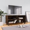 vidaXL TV Unit with Wheels Smoked Oak Engineered Wood 35.4x13.8x13.8 in
