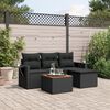 vidaXL Garden Sofa Set Black PE rattan 5 Piece Set Foldable